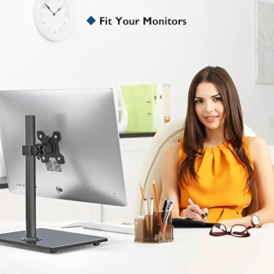 BONTEC Single Monitor Stand – Freestanding Glass Base for 13-32" Screens