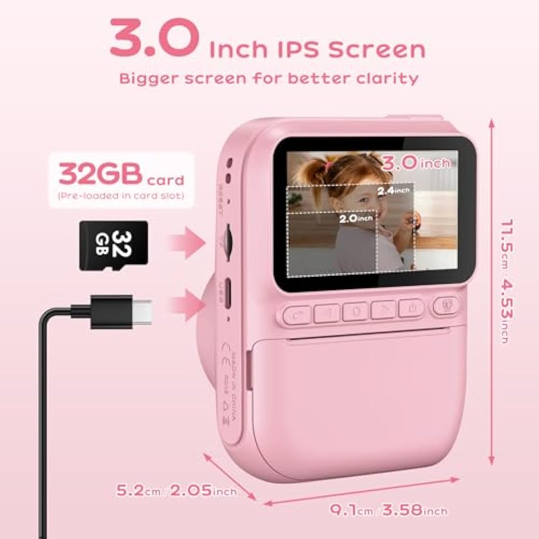 GREENKINDER Kids Instant Print Camera | 1080P Digital Toy with 32GB Card