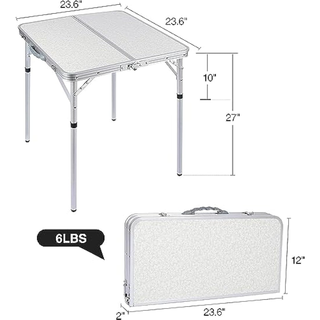 REDCAMP 2ft Square Folding Camping Table | Adjustable Height Aluminum