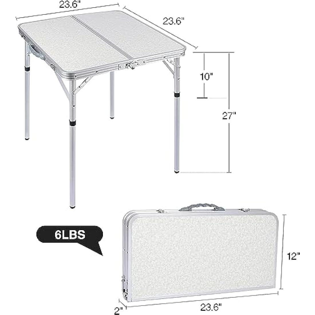 REDCAMP 2ft Square Folding Camping Table | Adjustable Height Aluminum