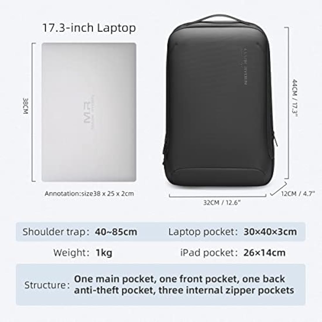 Mark Ryden Slim Hard Shell Laptop Backpack | 17.3 Inch Waterproof Business Bag