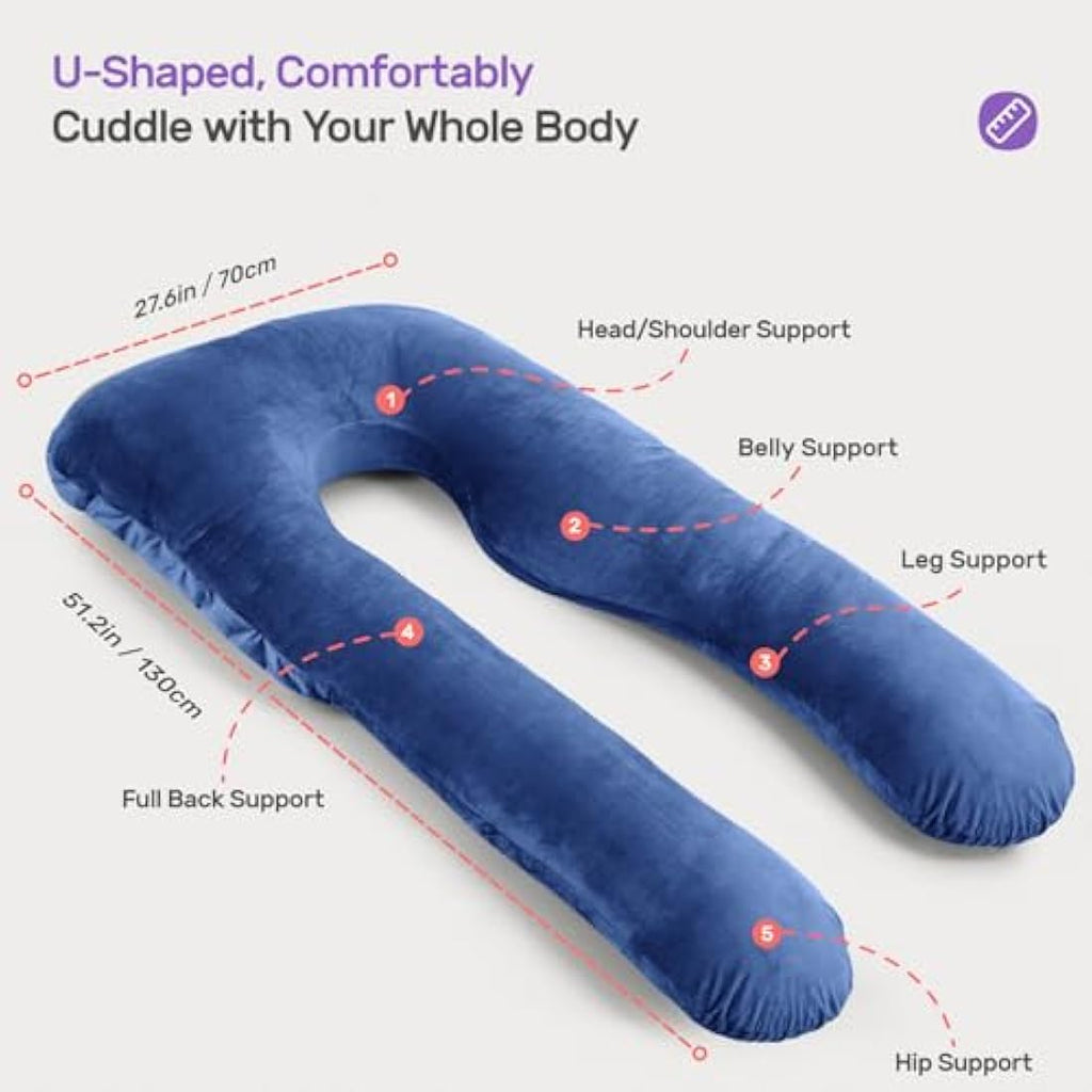 Nuliie U-Shaped Pregnancy Pillow – Full Body Support Velvet Cover