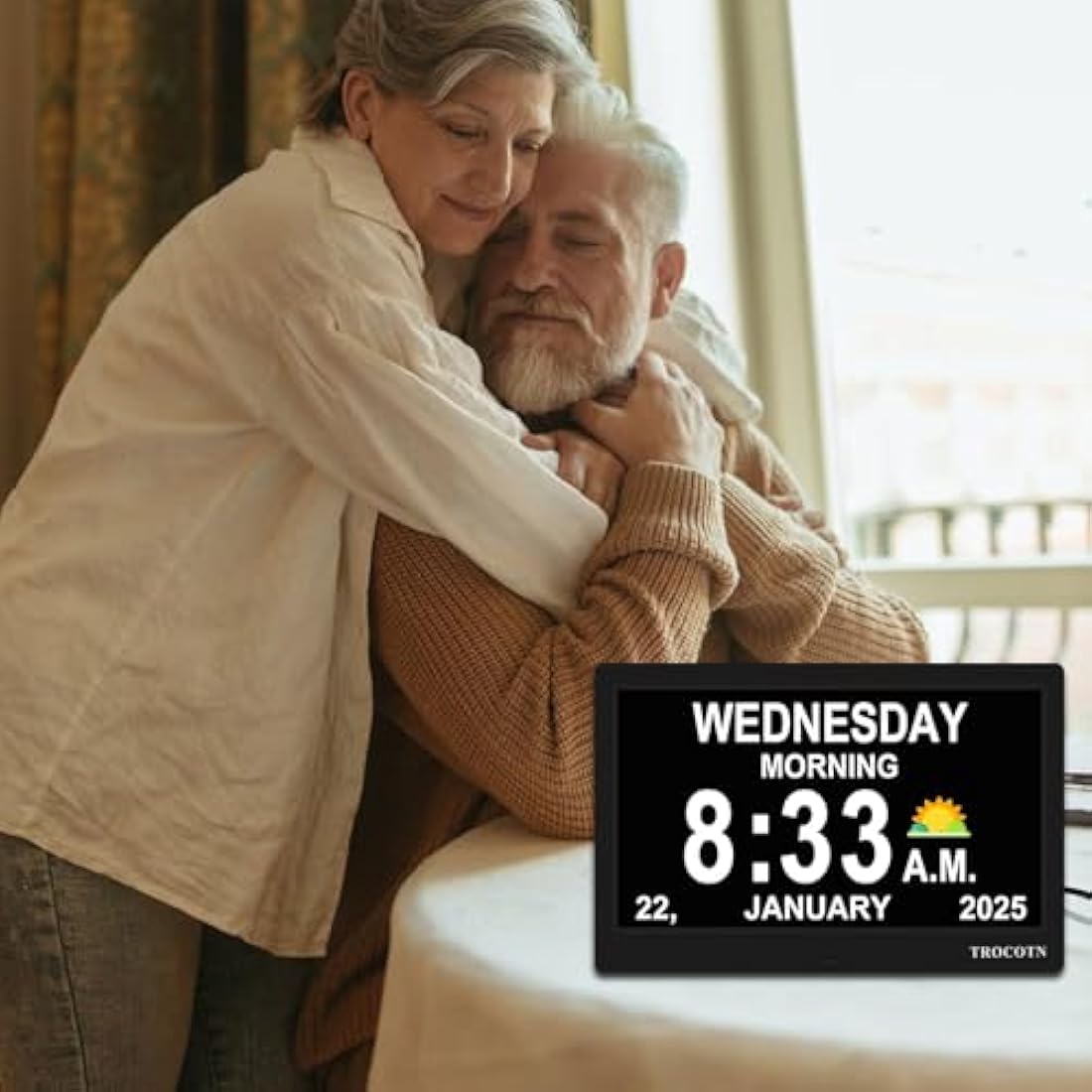 TROCOTN 10 Inch Digital Calendar Day Clock for Seniors - Large Display Black