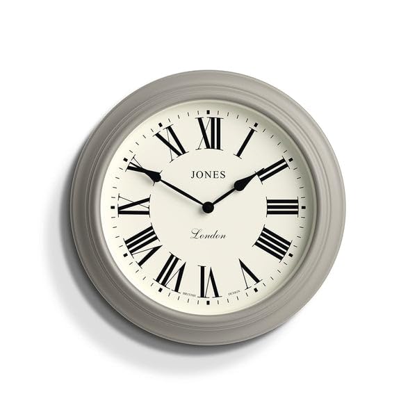 Jones Clocks Supper Club Wall Clock | 40cm Large Roman Numeral Grey