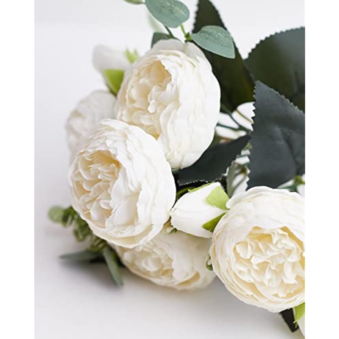 Silk Peony and Tea Rose Artificial Bouquet - Milk White