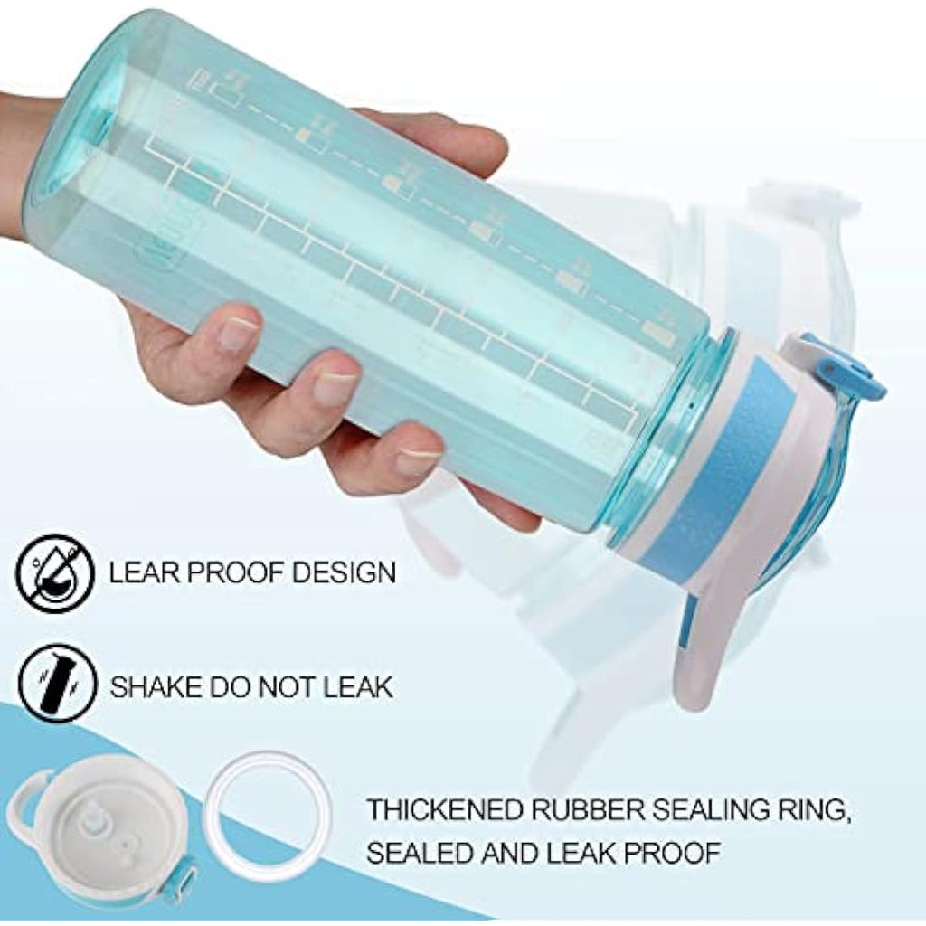 VENNERLI 800ml Tritan Sports Water Bottle with Straw and Time Marking