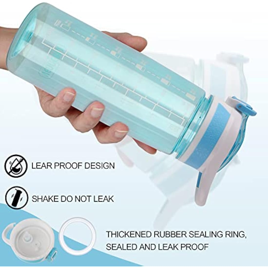 VENNERLI 800ml Tritan Sports Water Bottle with Straw and Time Marking