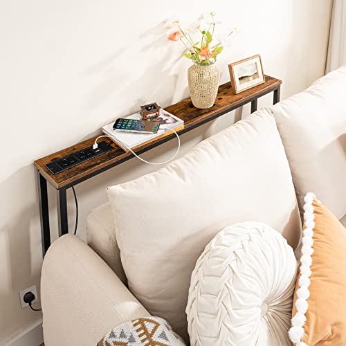 HOOBRO Slim Console Table with Charging Station - 100cm Narrow Sofa Table