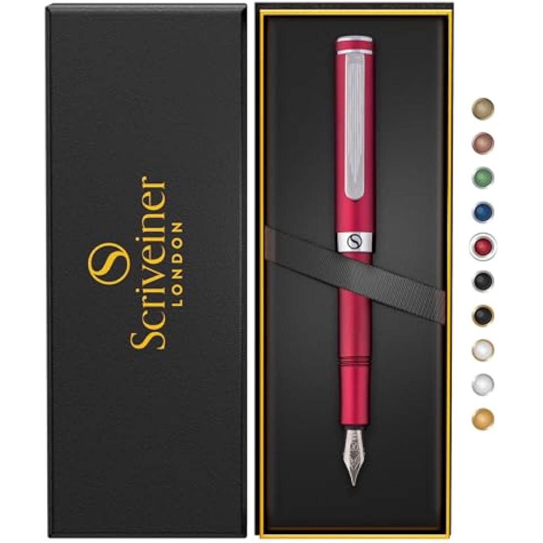 Scriveiner Luxury EDC Fountain Pen – Fine Schmidt Nib, Matt Red Aluminum