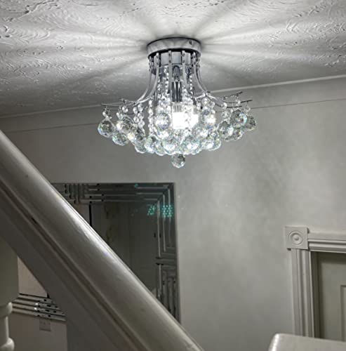 Dst Modern Crystal Chandelier – 3-Light Chrome Flush Mount Ceiling Light