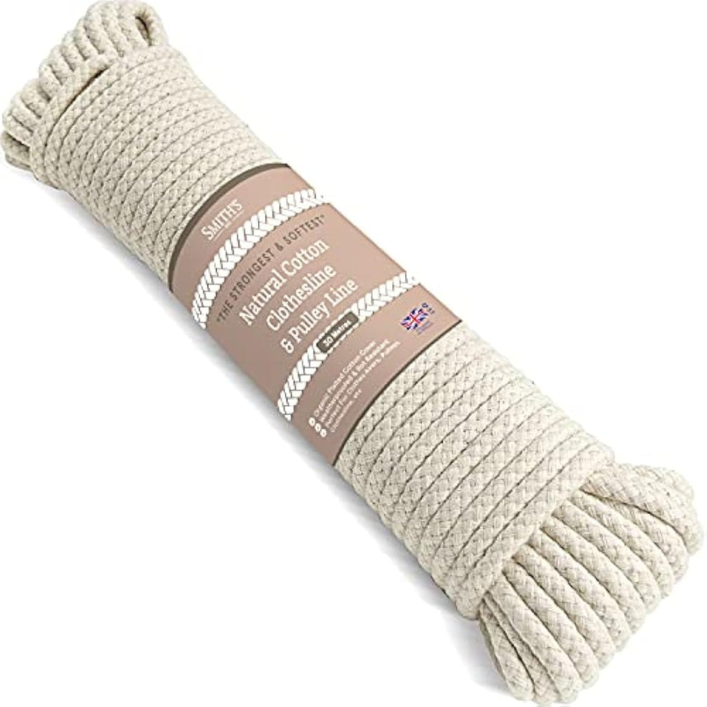 Smith’s Natural Cotton Clothesline Rope | 30m Heavy-Duty Braided Cord