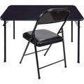 Folding Desk and Chair Set | Portable Black Steel Table