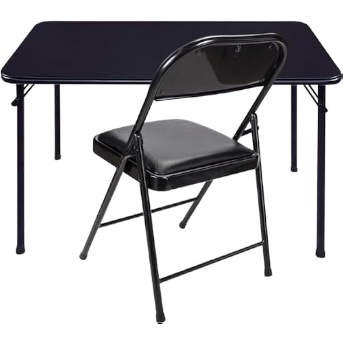 Folding Desk and Chair Set | Portable Black Steel Table