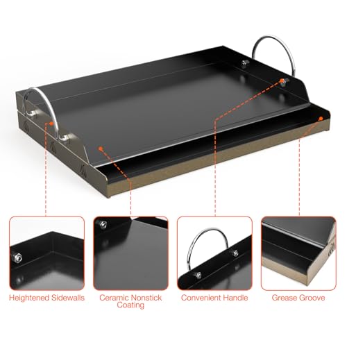 Onlyfire Non-Stick Ceramic Griddle Plancha for Gas and Charcoal Grills, 18"