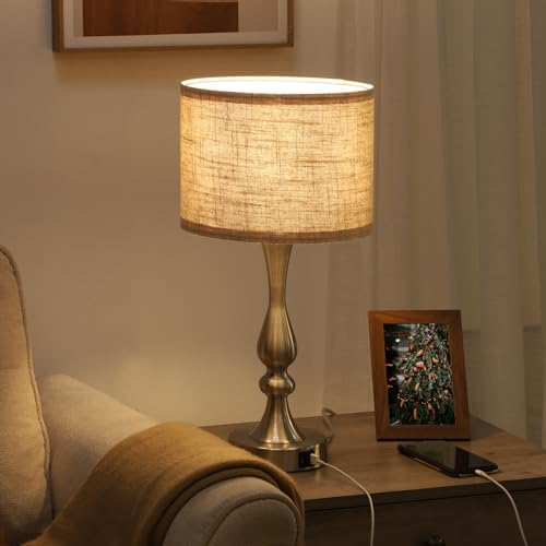 EDISHINE Touch Bedside Lamps Set of 2 | 3-Way Dimmable USB Table Lamps