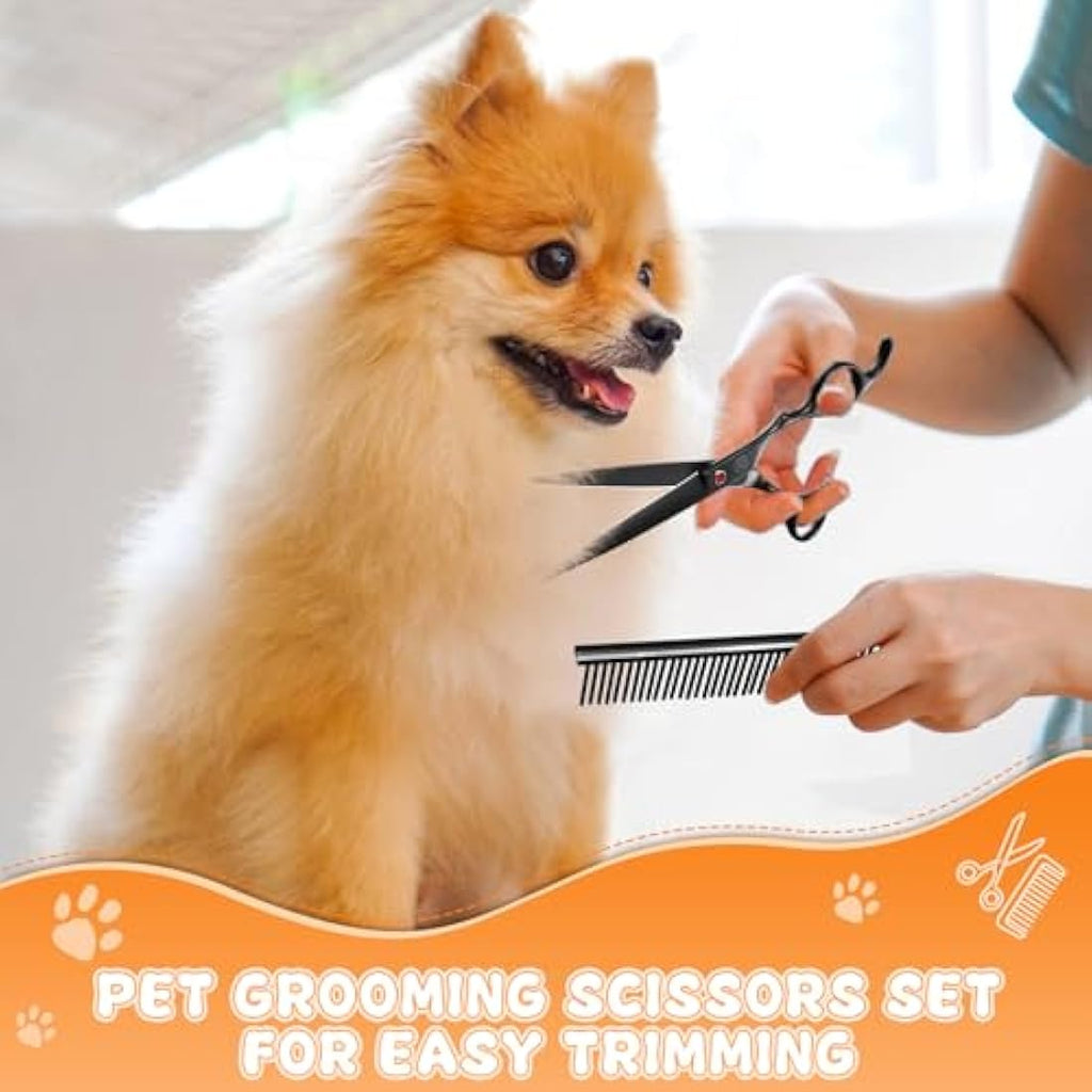 Moontay 8-in-1 Dog Grooming Scissors Set | 440C Stainless Steel Pet Shears