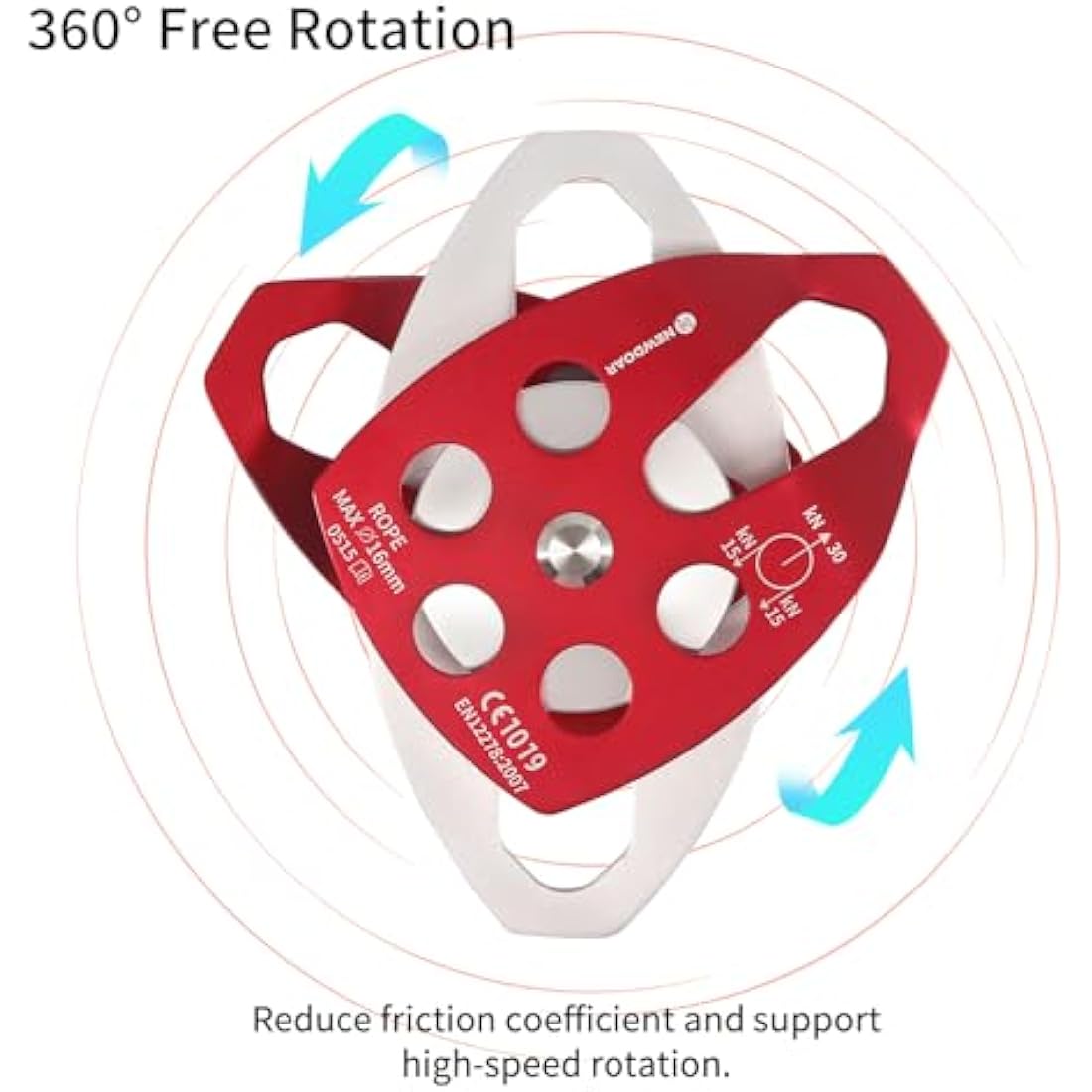 NewDoar 30KN Double Rescue Pulley | Large Sheave for 16mm Rope Hauling