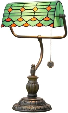 Blivuself Tiffany Style Green Banker Desk Lamp | Stained Glass Retro Light