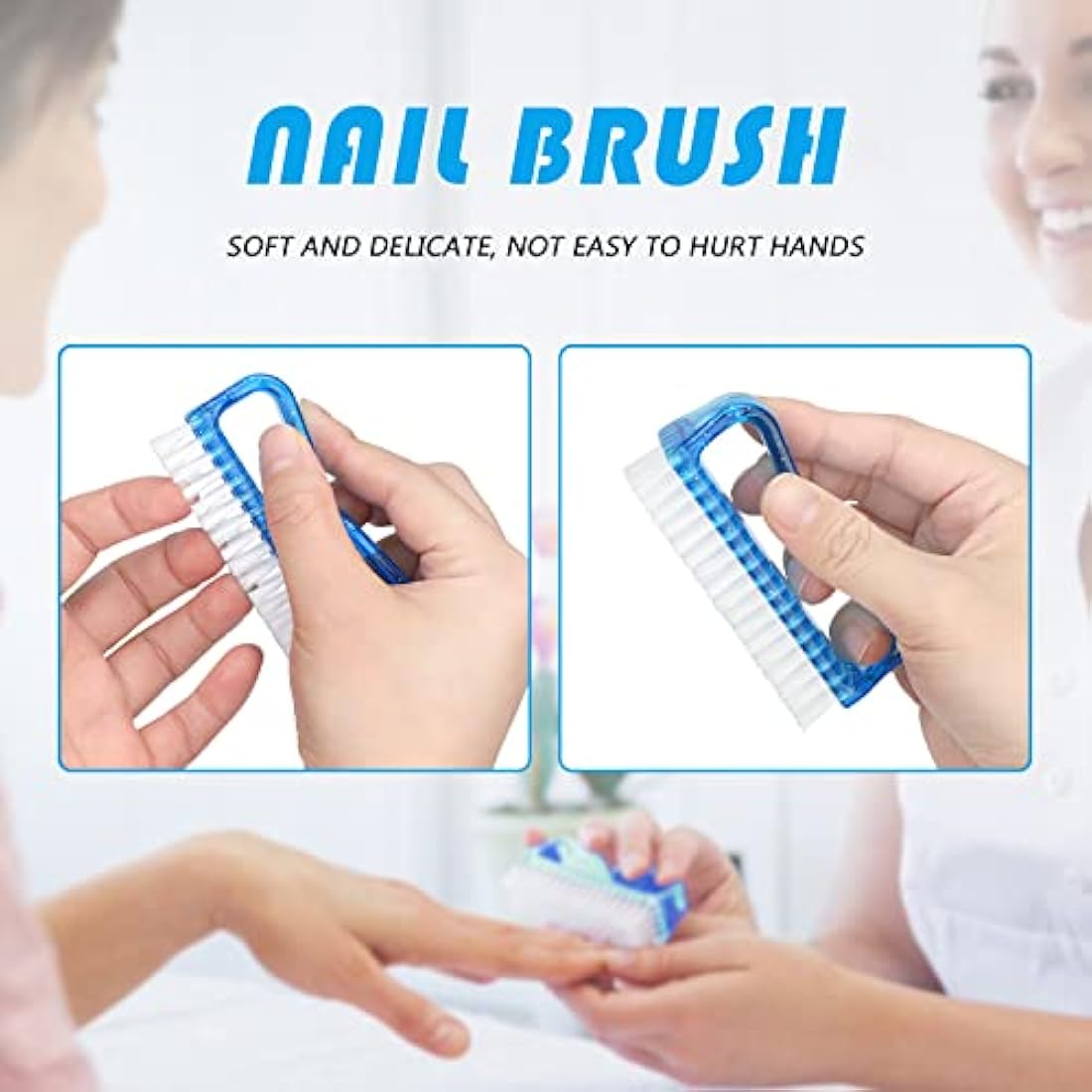G2PLUS Handle Nail Brushes – 4 Pack Plastic Fingernail Scrubbing Brushes