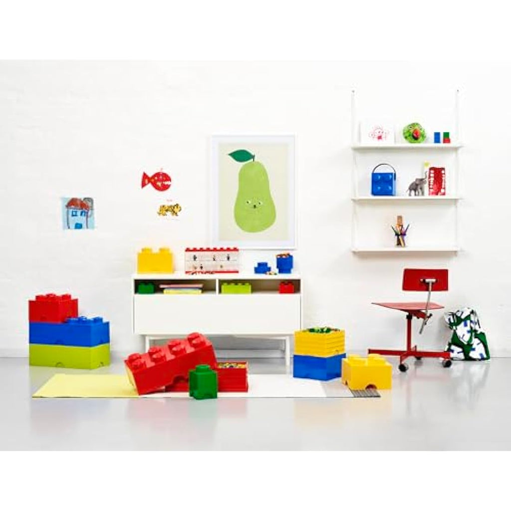 LEGO Storage Brick 8 Knobs - Stackable Plastic Toy Box, Black - 12.1L