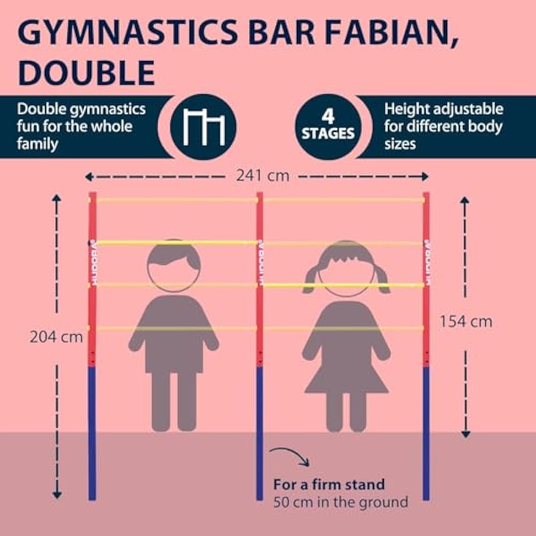 HUDORA Fabian Gymnastics Bar – Height-Adjustable Outdoor Fitness Bar