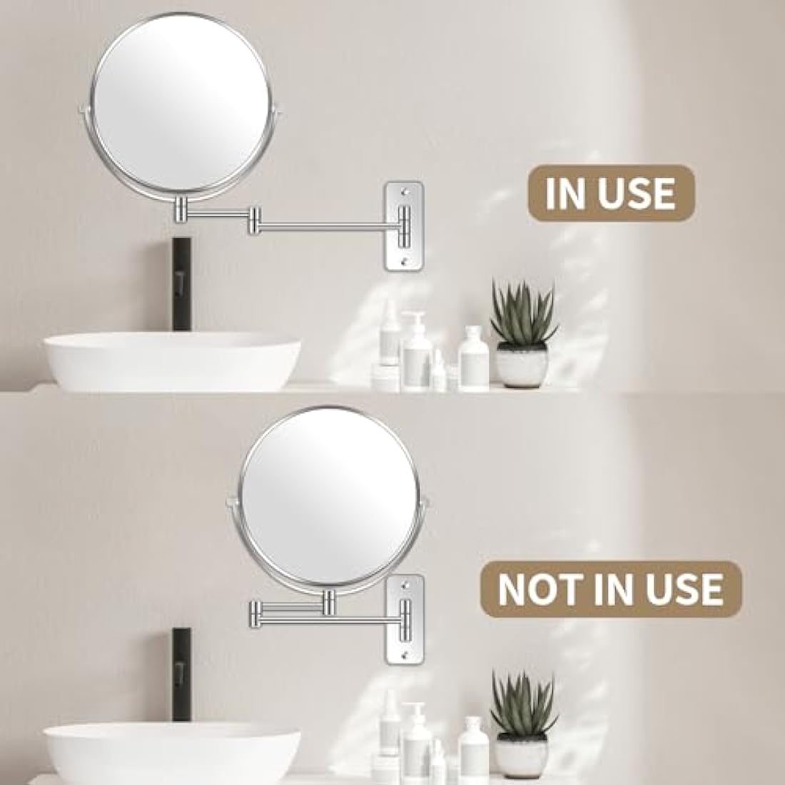 BTremary 9” Wall Mounted Makeup Mirror | 1X/7X Magnifying Chrome Vanity