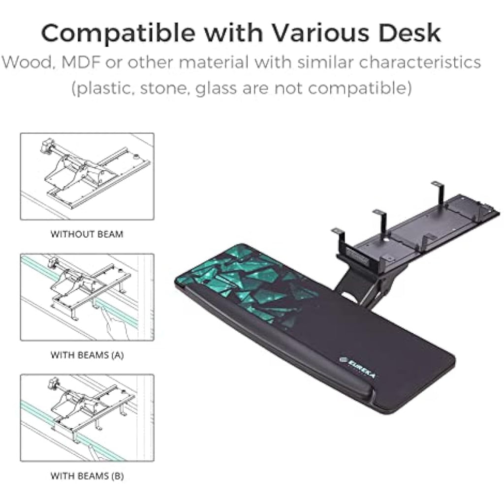 Eureka Ergonomic Under Desk Keyboard Tray – Height Adjustable Swivel