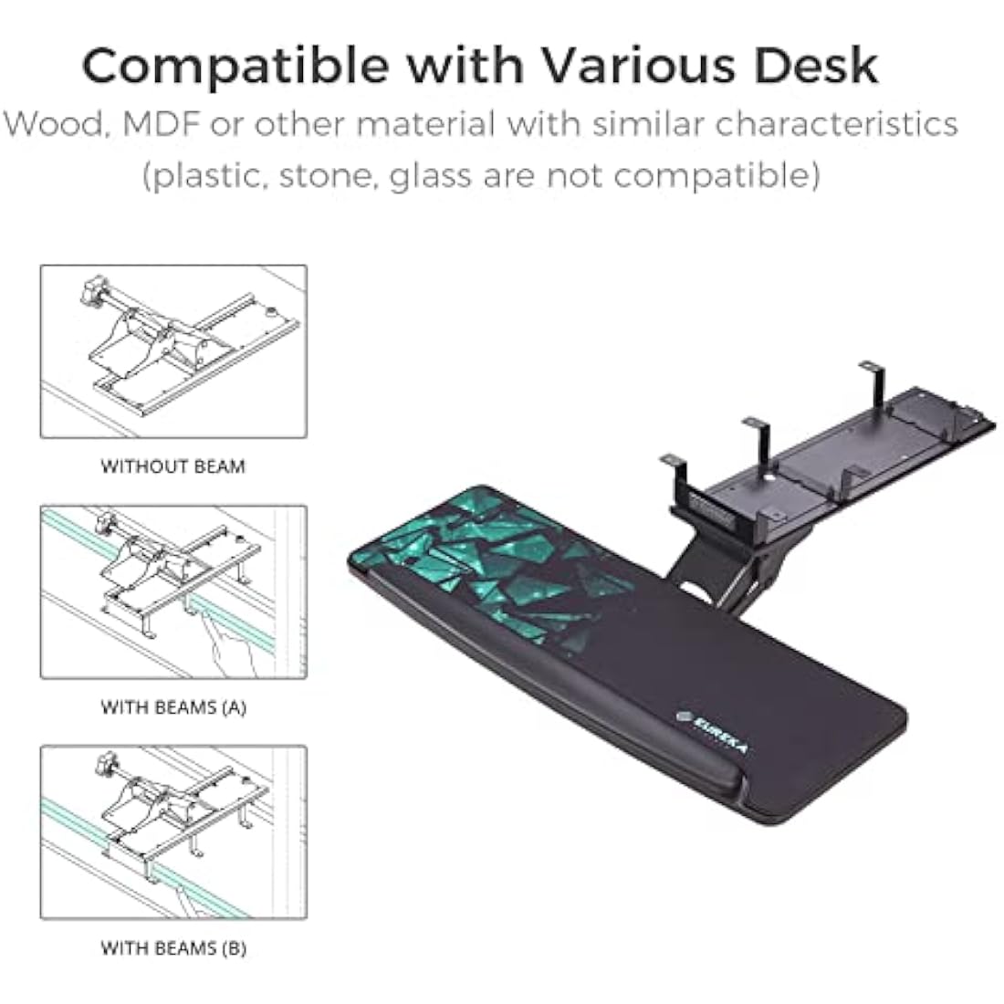 Eureka Ergonomic Under Desk Keyboard Tray – Height Adjustable Swivel