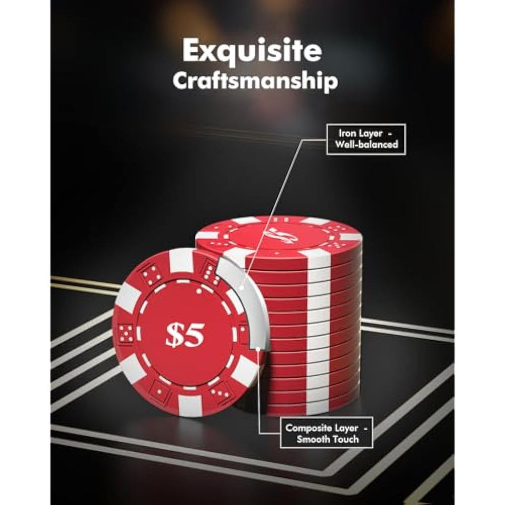 HEITOK 600-Piece Poker Chips Set | 11.5g Weighted Casino Chips with Case