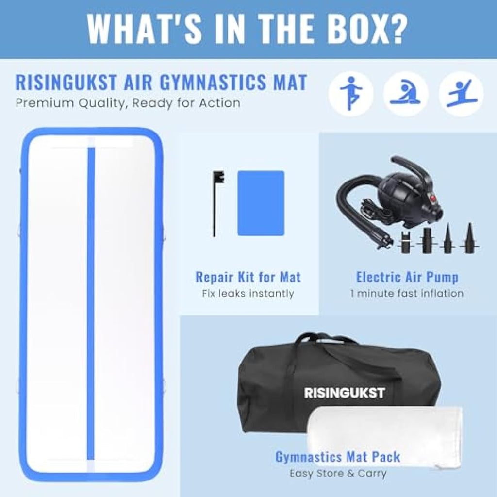 RisingUKST Inflatable Air Gymnastics Tumbling Mat – Waterproof Training Track