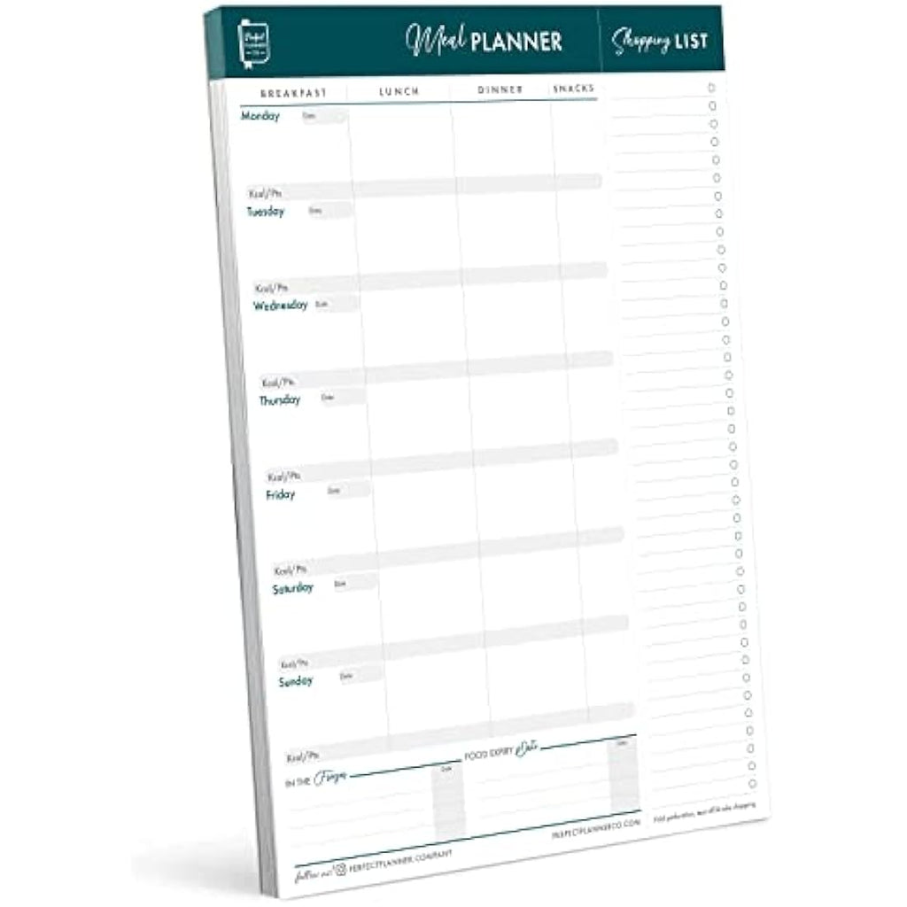 Perfect Planner Co Magnetic Weekly Meal Planner Pad | A4 Teal 50 Pages