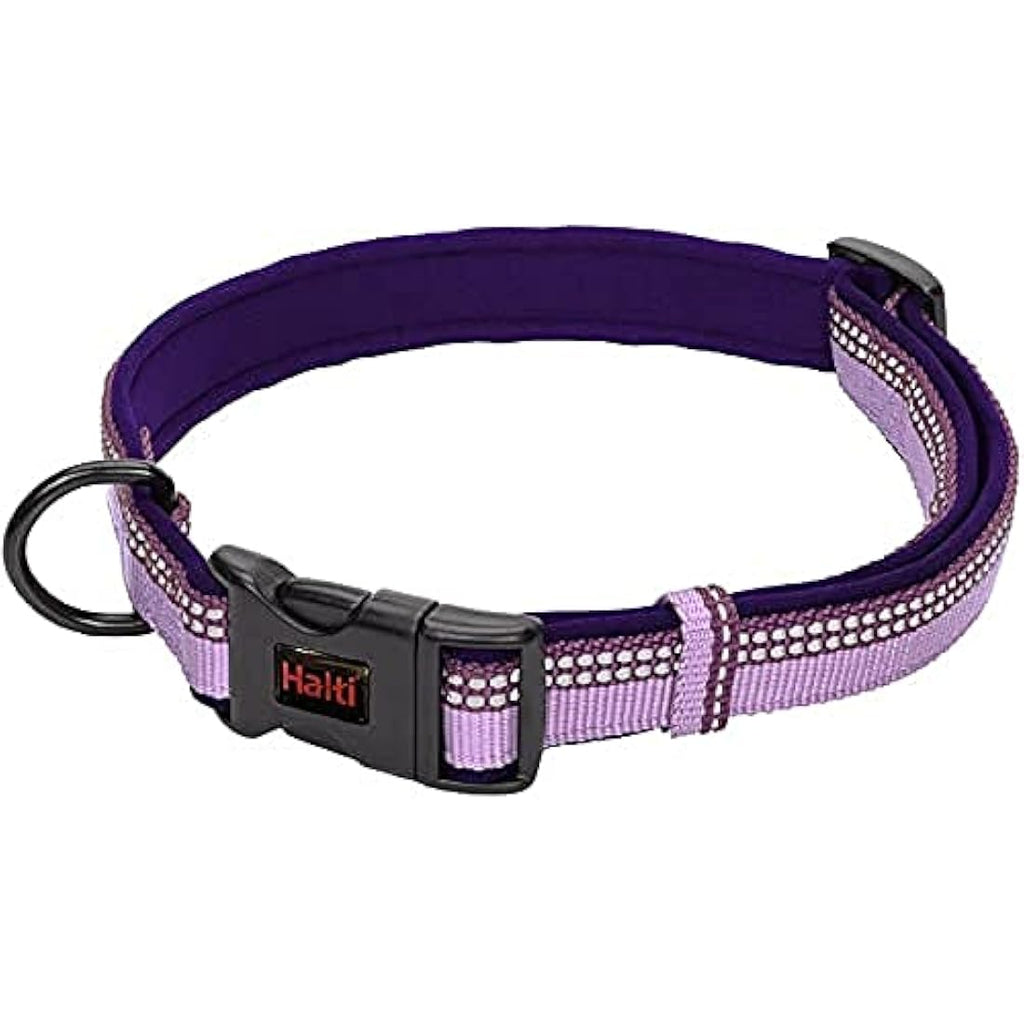 HALTI Neoprene-Padded Reflective Nylon Dog Collar | Purple, Medium