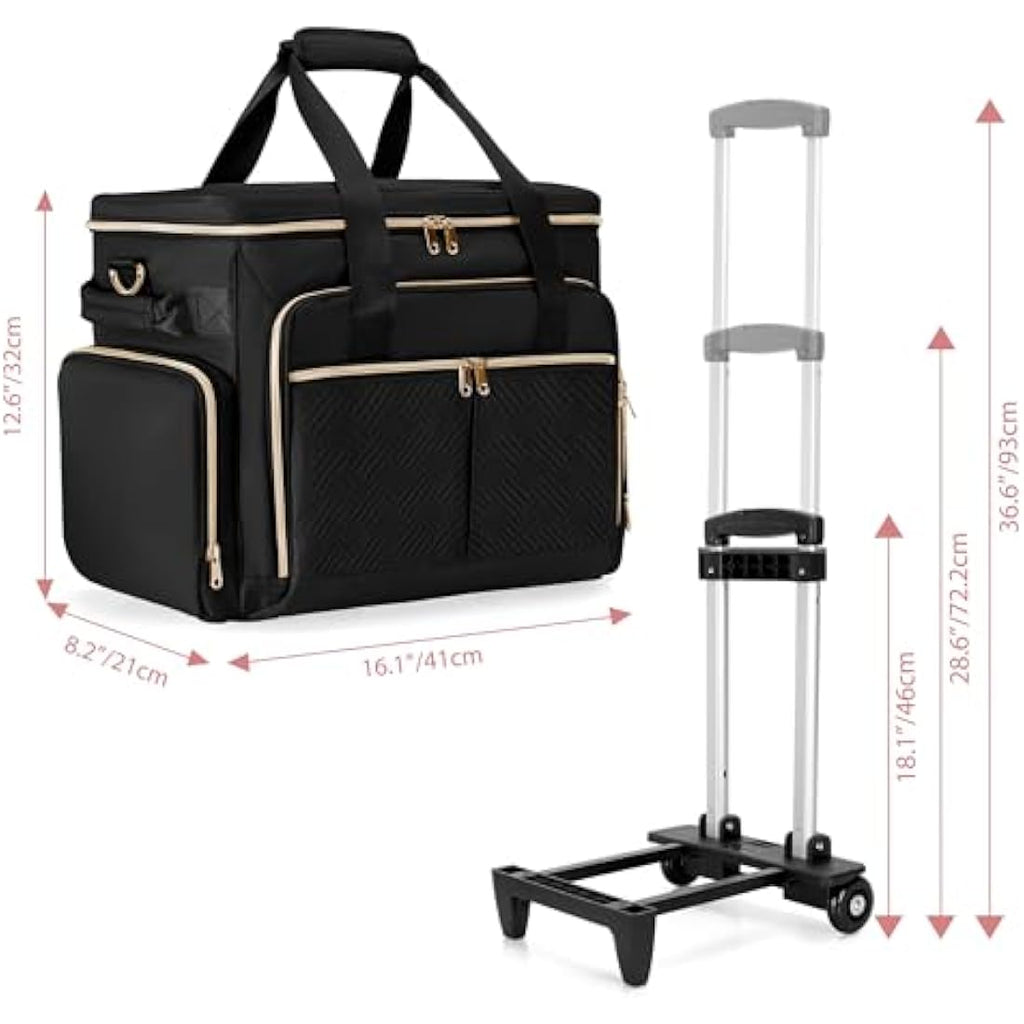 Prokva Rolling Teacher Bag | Wheeled 15.6” Laptop Tote with Trolley