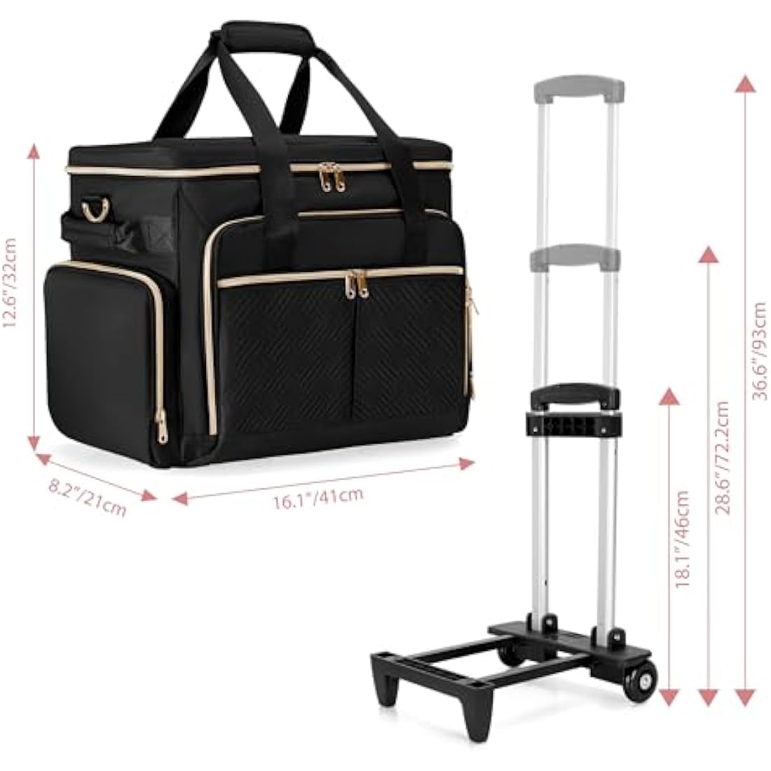 Prokva Rolling Teacher Bag | Wheeled 15.6” Laptop Tote with Trolley