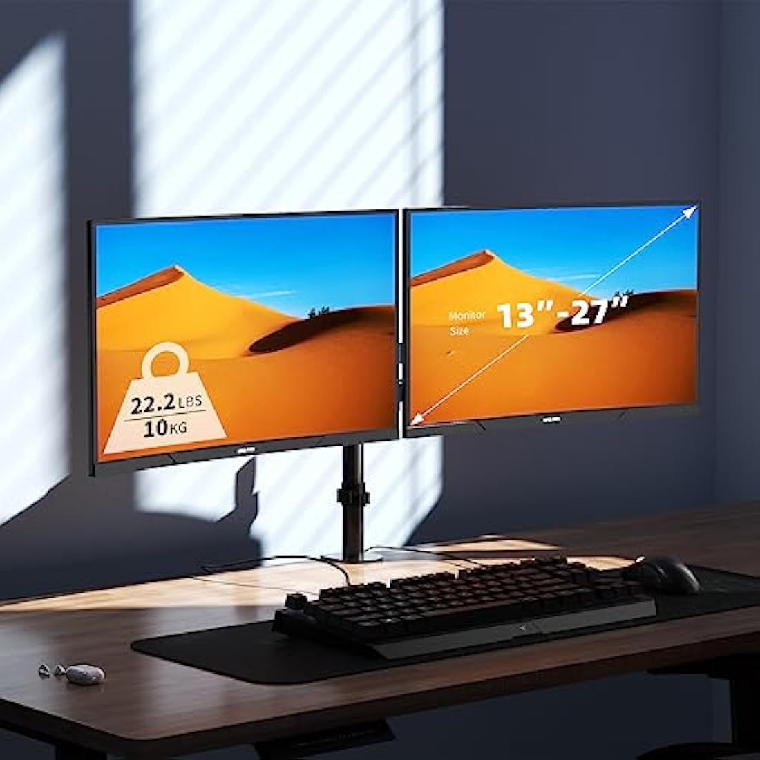 Bracwiser Dual Monitor Mount – Adjustable 13-32" VESA Desk Arm