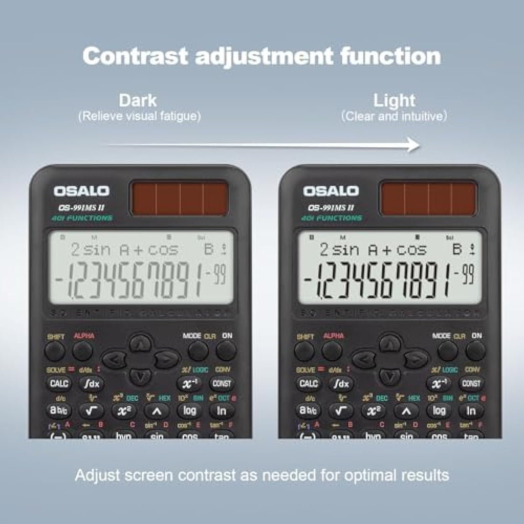 OSALO Scientific Calculator | 401 Functions Dual Power Solar & Battery