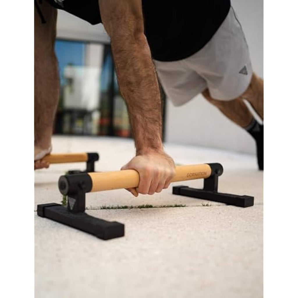 GORNATION Wooden Parallettes – Non-Slip Calisthenics Push-Up Bars