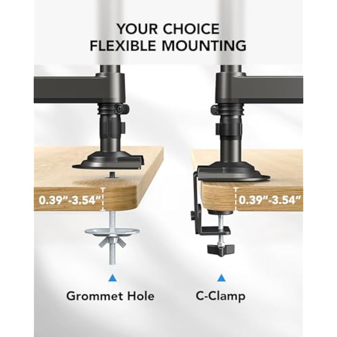 HUANUO Dual Monitor Stand – Gas Spring Height Adjustable Arm for 13-32"