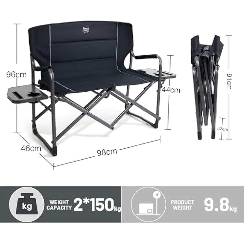 TIMBER RIDGE Double Camping Chair – Heavy Duty Folding 2 Seater Sofa