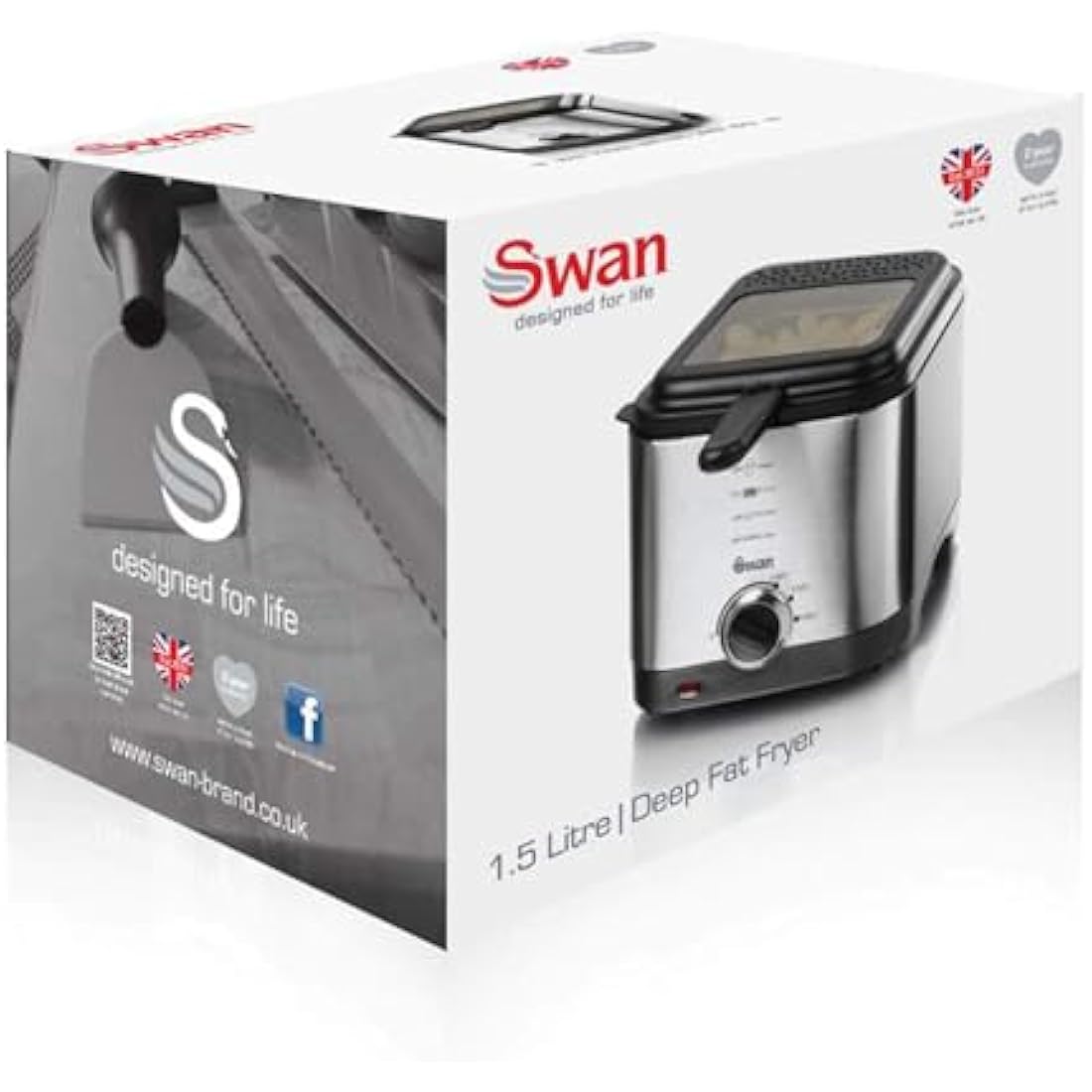 Swan SD6060N 1.5L Stainless Steel Deep Fryer with Viewing Window