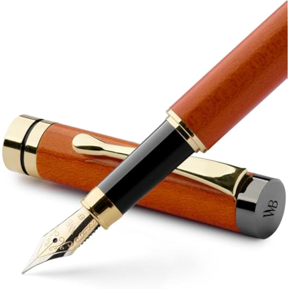 Wordsworth & Black Luxury Cherry Wood Fountain Pen Set - Extra Fine Nib