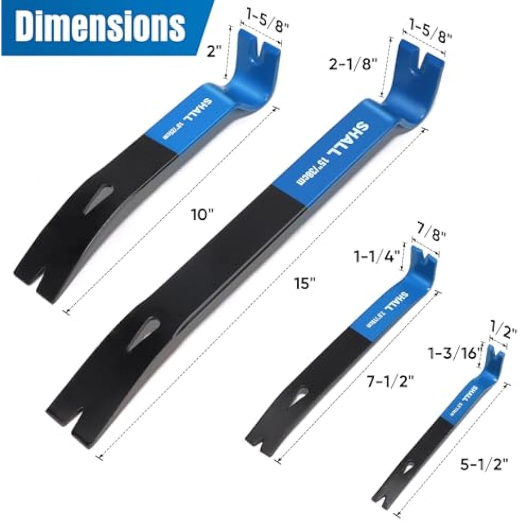 SHALL 4-Piece Flat Pry Bar Set | Heavy Duty Steel Nail Puller Tools