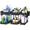 Puricon 3-Pack Under Sink Organiser | 2-Tier Sliding Kitchen Storage - Black