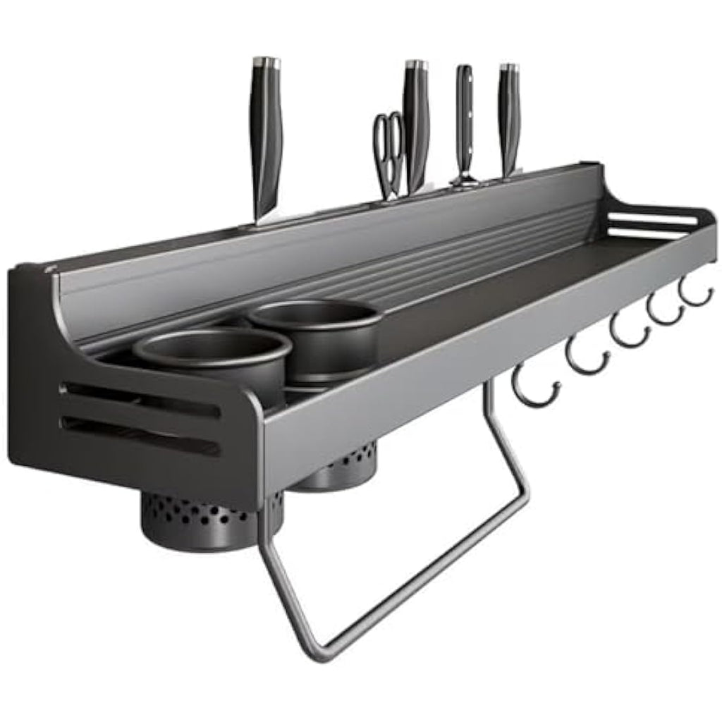 ZOKT Spice Rack – 60cm Wall Mounted Aluminum Kitchen Storage, Grey