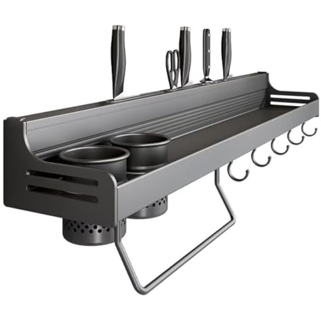 ZOKT Spice Rack – 60cm Wall Mounted Aluminum Kitchen Storage, Grey