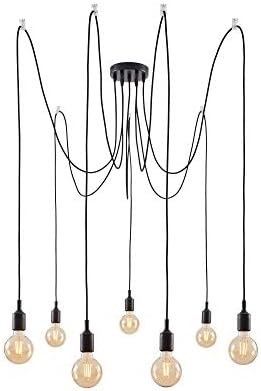 Paulmann Neordic Ketil 7-Lamp Sputnik Pendant Luminaire | Black Metal