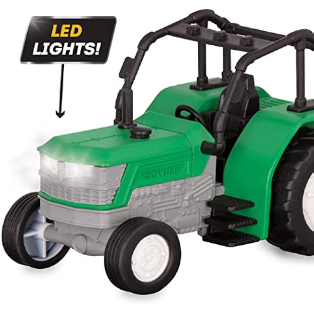 Driven Green Micro Toy Tractor with Trailer, Lights and Sound - 2pc