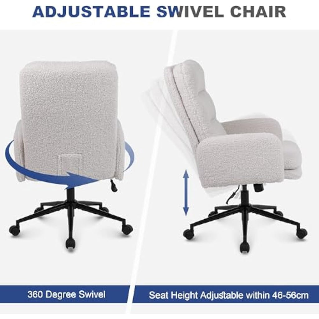 Youhauchair Faux Cashmere Desk Chair – High Back Swivel Office Chair, Cream