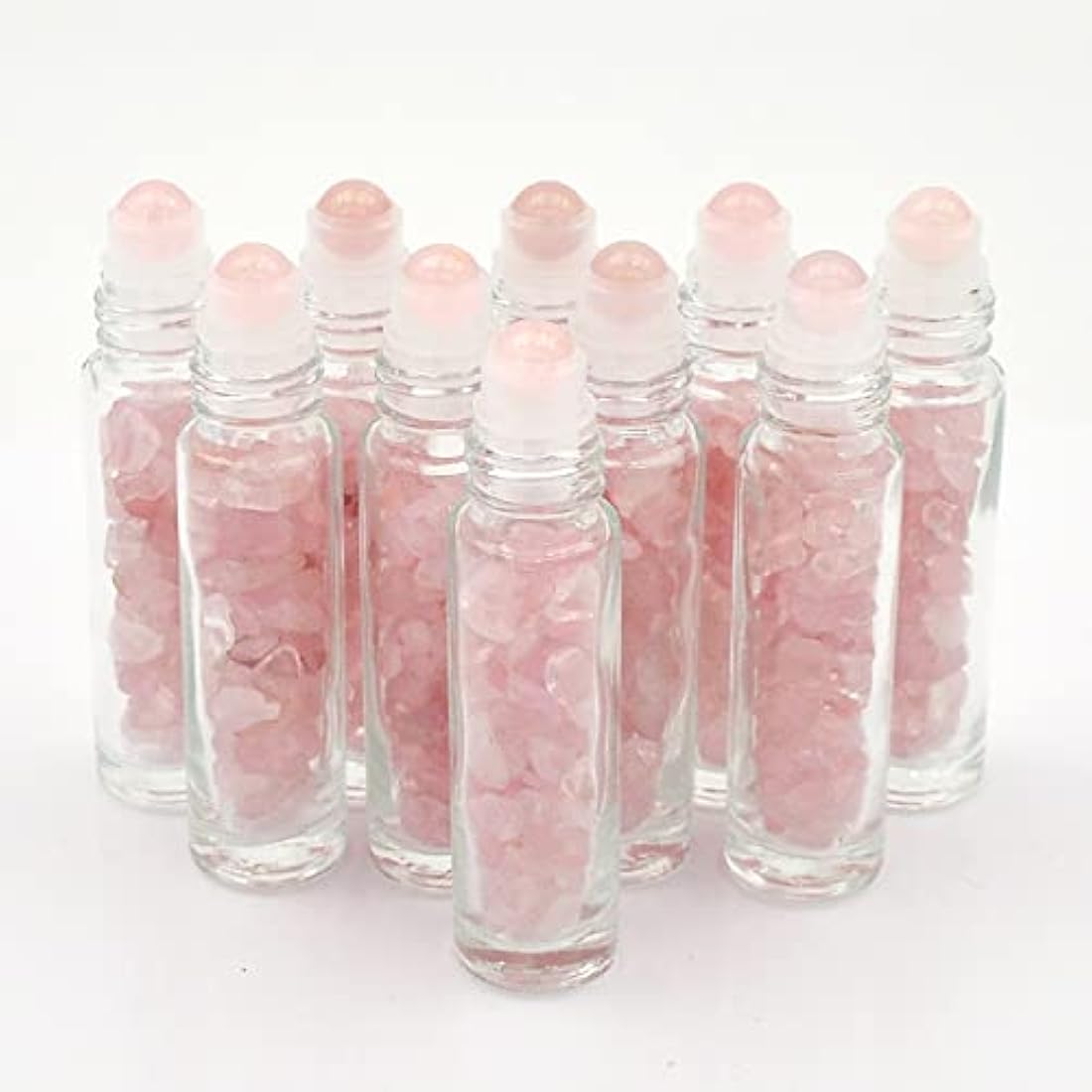 Jolof Store Rose Quartz Essential Oil Roller Bottles & EVA Travel Case