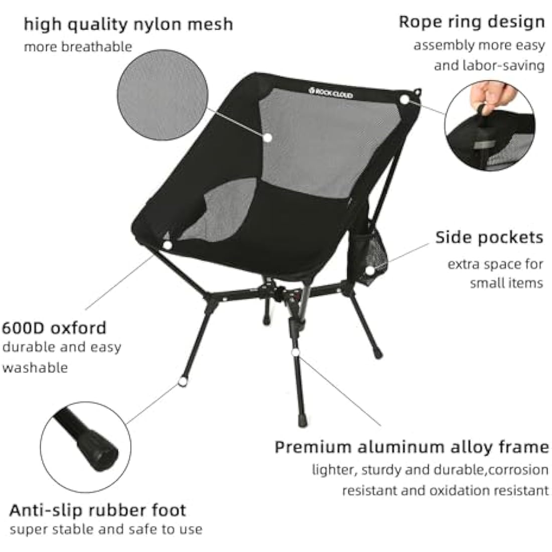 Rock Cloud X-Shape Portable Camping Chair | Ultralight Folding Outdoor Seat